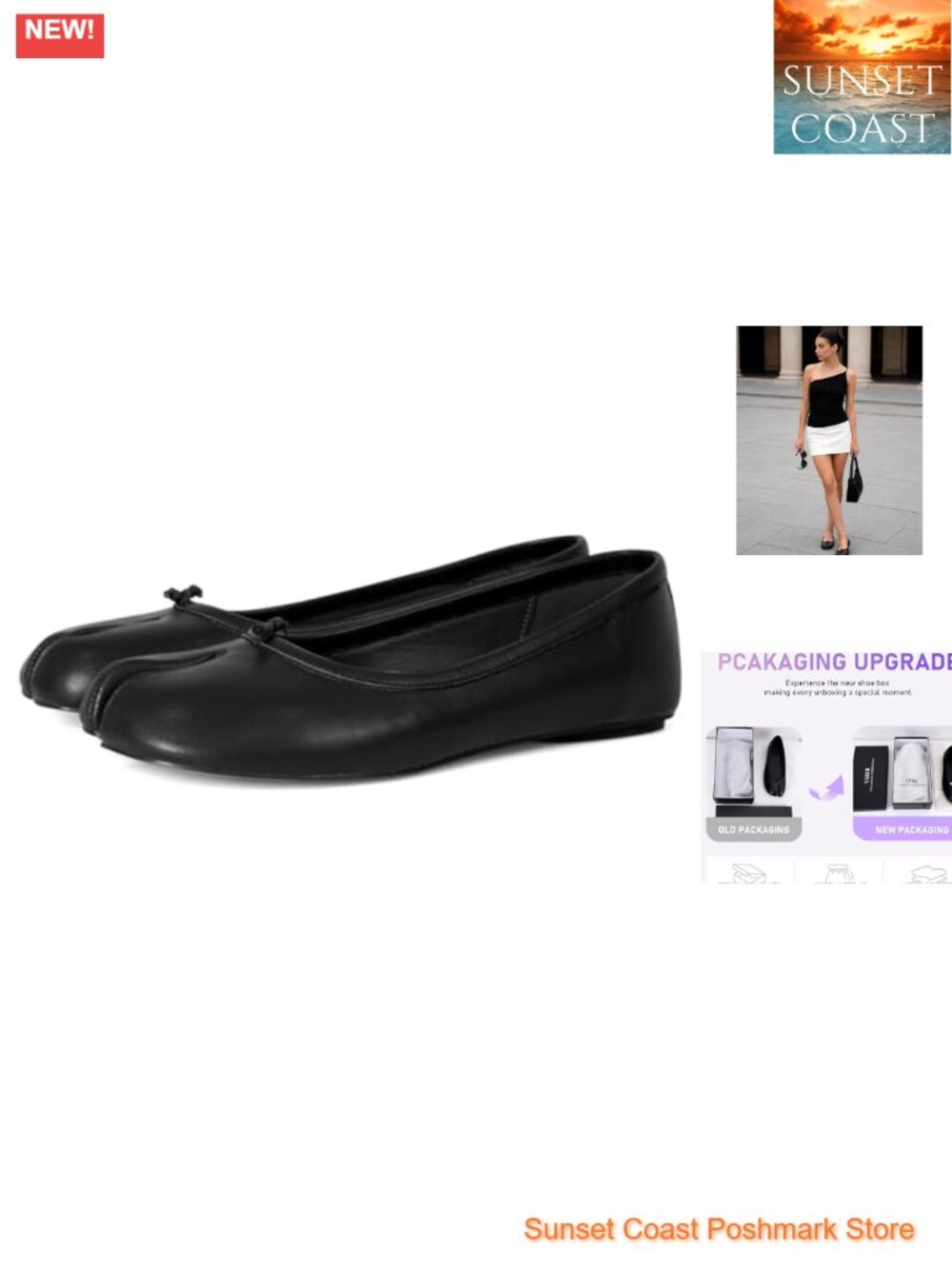 Women's Split Toe Ballet Flats Faux Leather Low Heel Comfortable Round Toe